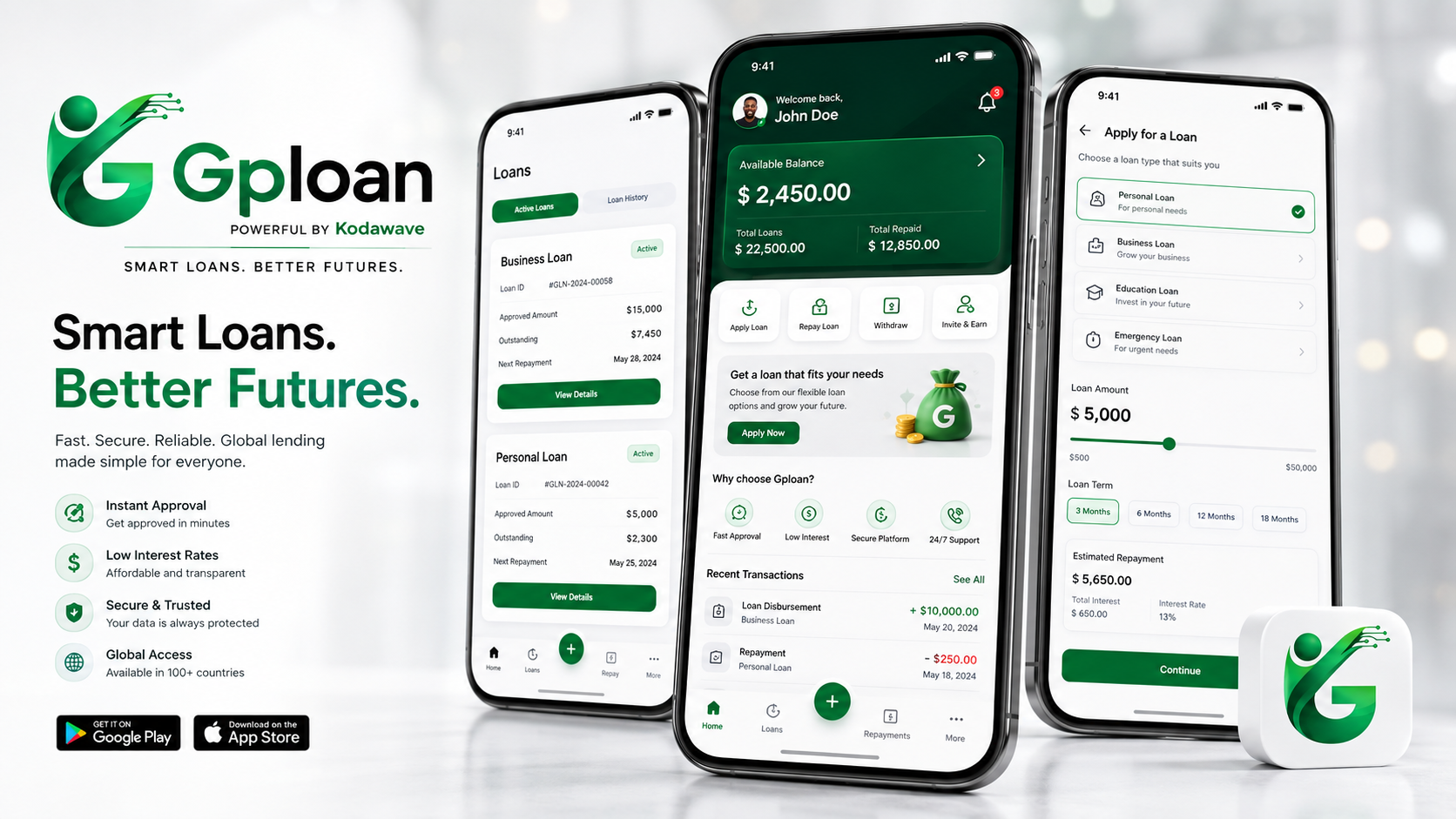 GPLOAN mobile app on a phone